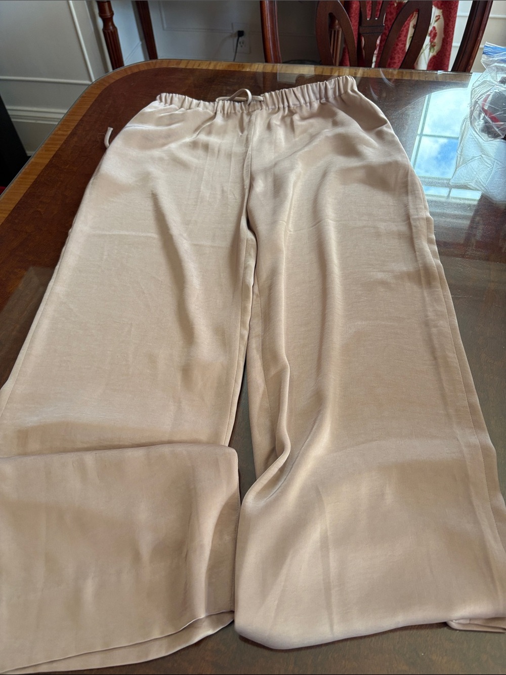 Banana Republic Women's Wide-Leg Drawstring Pants in Light Beige